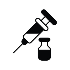 vaccination glyph icon with white background vector stock illustration
