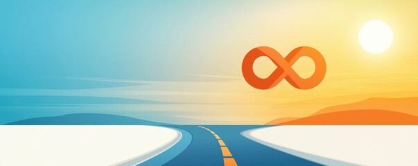 Obraz premium Conceptual infinity symbol, endless road, flat design illustration