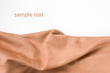 light draping of fashion fabric. Brown soft suede