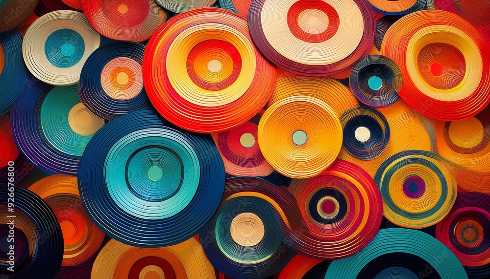 Leinwandbilder vibrant multicolored circle pattern overlapping in a harmonious and artistic display of color and fo