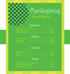 Thanksgiving Food Menu Template