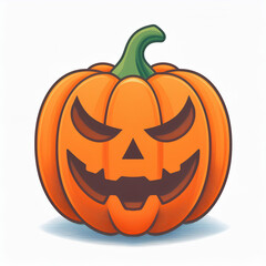 Fototapeta premium Grinning Jack-O'-Lantern with Menacing Eyes. Vibrant Cartoon Style Pumpkin Illustration Featuring Sharp Angles and Bold Shadows on a Crisp White Background, Perfect for Halloween Themed Designs Vector