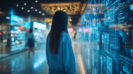 Futuristic Retail with AI-Driven Customer Insights: Retail stores using AI to gather and act on customer insights.