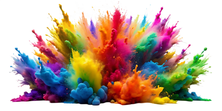 colorful paint explosion isolated on white background.AI GENERATED