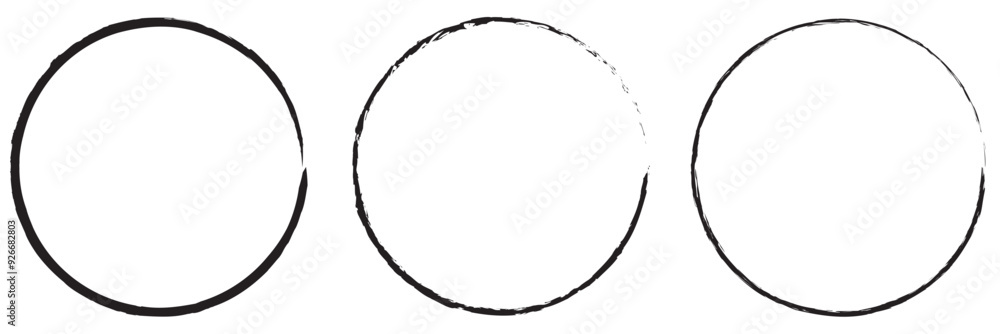 Poster hand drawn circle line sketch set. vector circular scribble doodle round circles for message note ma
