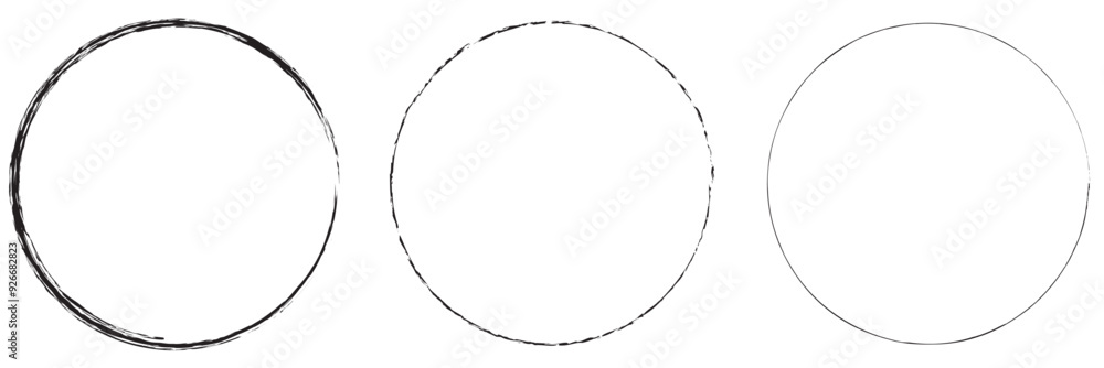 Poster hand drawn circle line sketch set. vector circular scribble doodle round circles for message note ma