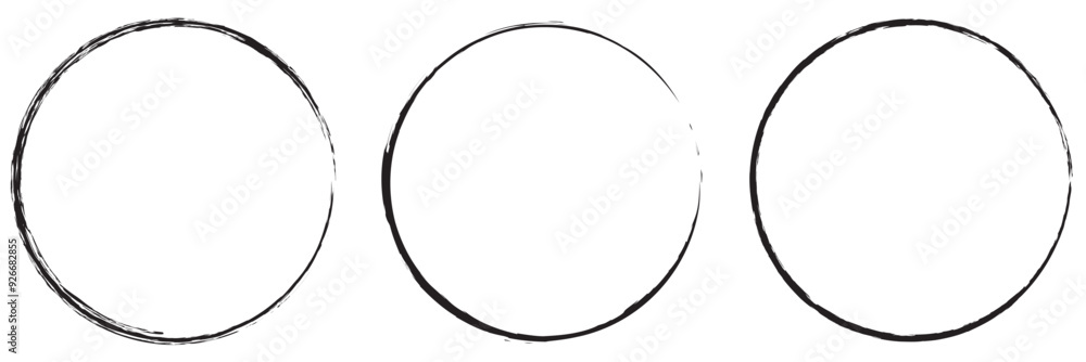 Poster hand drawn circle line sketch set. vector circular scribble doodle round circles for message note ma