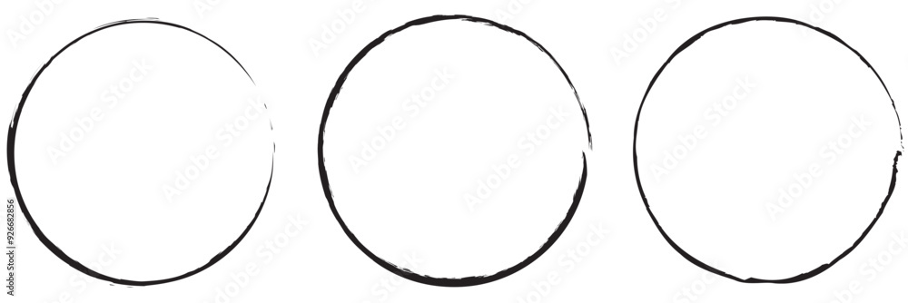Poster hand drawn circle line sketch set. vector circular scribble doodle round circles for message note ma