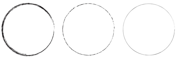 Hand drawn circle line sketch set. Vector circular scribble doodle round circles for message note mark design element. Pencil or pen graffiti bubble or ball draft illustration.