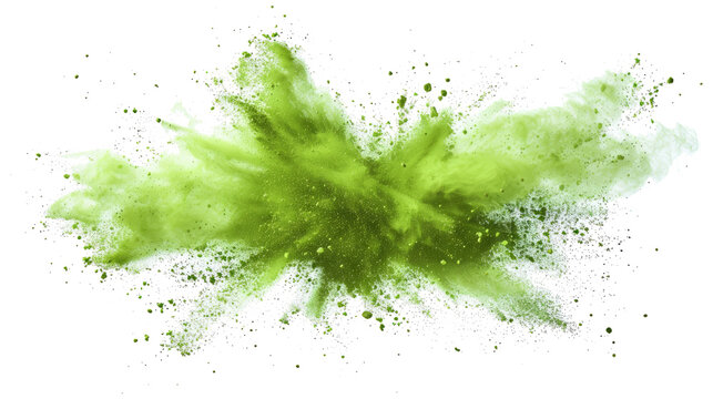 abstract powder splatted background, Freeze motion of green powder exploding/throwing green.