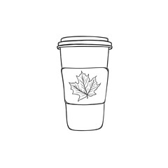 Freehand coffee to go sticker. Coffee glass sticker template