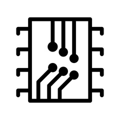 Computer chip icon in thin line style vector illustration graphic design