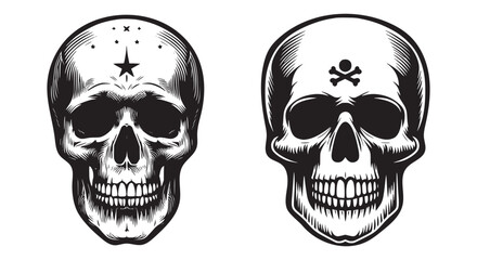 Vintage Skull Vector Silhouettes