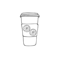 Freehand coffee to go sticker. Coffee glass sticker template