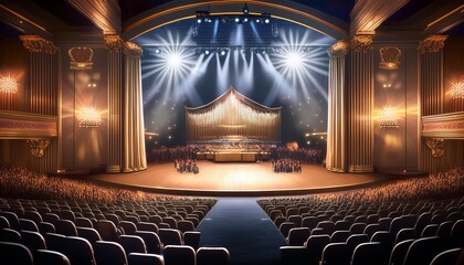 The stage is set for the opening night of the Broadway musical Hamilton.
