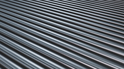 Obraz premium Metal background. Steel texture. Metal tile close-up. Backdrop made of iron material. Metal pattern. Ribbed surface. Steel background for design. Geometric backdrop with parallel lines. 3d image