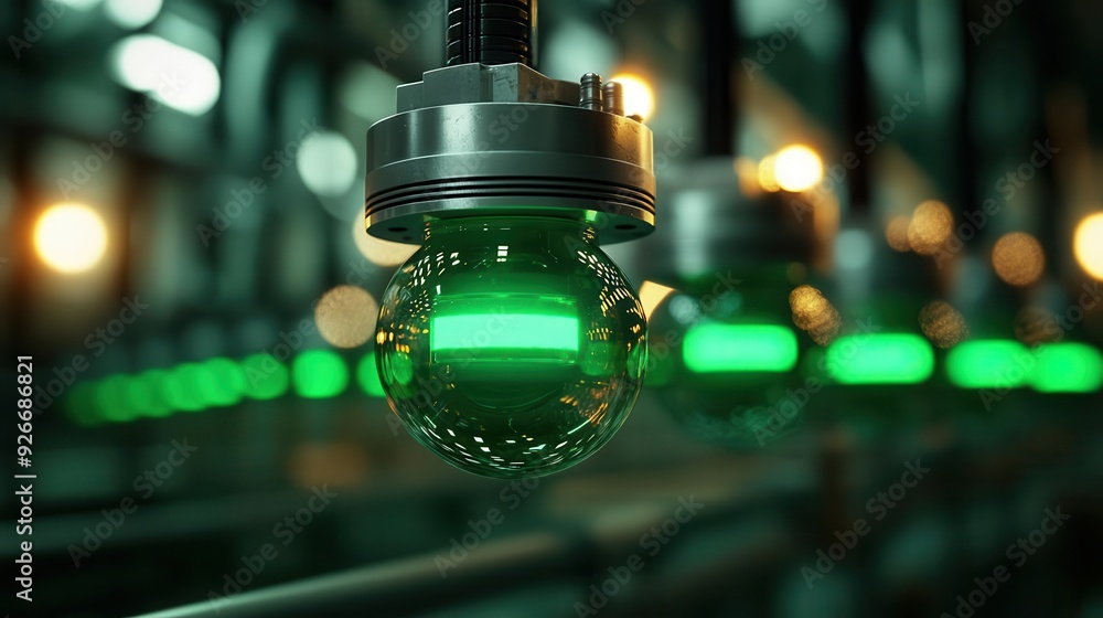 Poster methane detection sensors installed in a high tech factory focusing on green energy initiatives