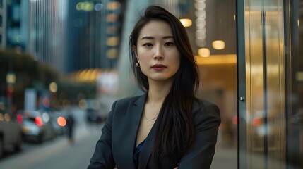Naklejka premium Asian woman in suit