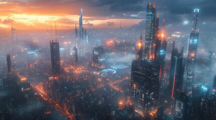Futuristic Smart Cities with Integrated AI Services: Urban areas with interconnected AI services for transportation, healthcare, and public safety.