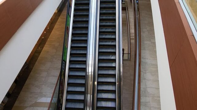 A moving empty escalator in a shopping mall