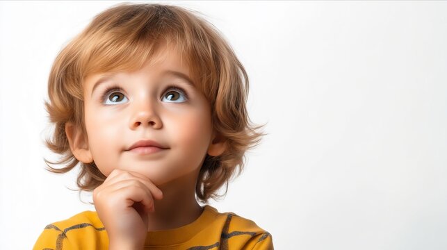 A little boy with a thoughtful look on his face