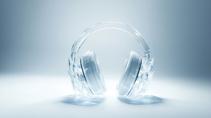 A high-end crystal headphone speaker, centered on a white, light-filled background.