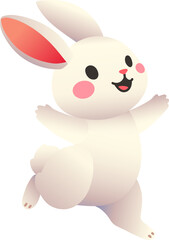 Excited Bunny Leaping with Joy (Gradient Color Style)