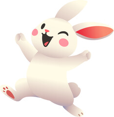 Naklejka premium Cheerful Bunny Leaping in Excitement (Gradient Color Style)