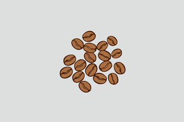 Vector simple Arabica coffee beans  brown on white background.