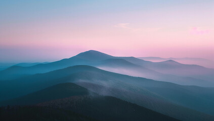 a tranquil dome mountain bathed in the soft light of dawn