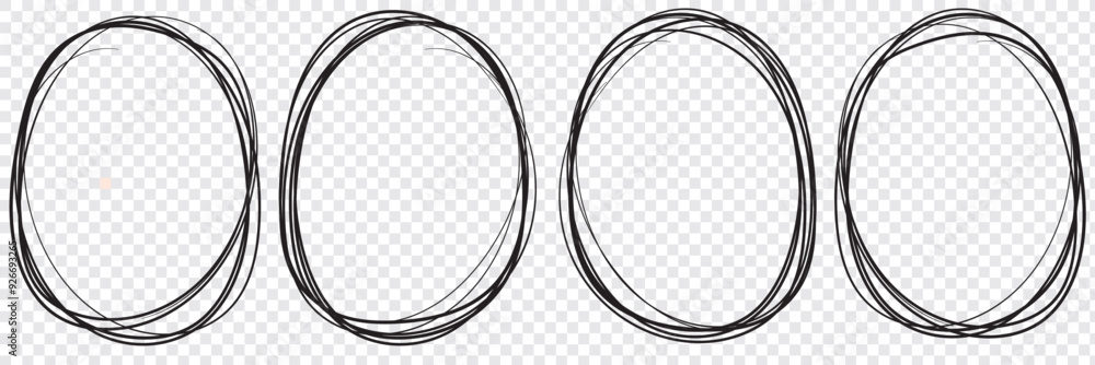 Aufkleber hand drawn circle line sketch set. vector circular scribble doodle round circles for message note ma