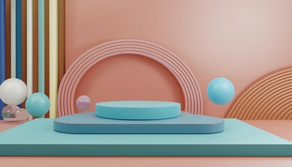 Abstract background, mock up scene with podium geometry shape for product display. 3D rendering