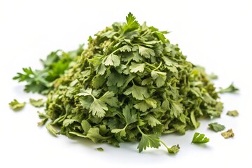 Fototapeta premium A large pile of fresh parsley leaves, symbolizing health, flavor, freshness, nature, and culinary delight.