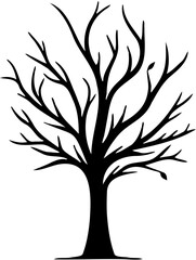  Tree black silhouette clip art. Tree isolated on white background. Tree silhouette vector. Simple Tree icon vector