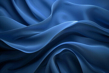 Obraz premium Blue Satin Fabric with Smooth Texture and Rich Folds for an Elegant and Luxurious Design Background