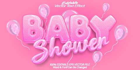 Baby Shower Vector Text Effect Editable Alphabet Newborn Birthday Party Kid