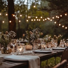 Magical Evening: An Intimate Outdoor Dinner Under Twinkling Lights