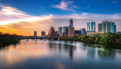 Obraz premium Austin skyline at sunset