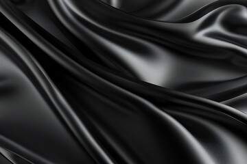 Obraz premium Black Satin Fabric with Smooth Texture and Luxurious Folds for an Elegant and Silky Design Background