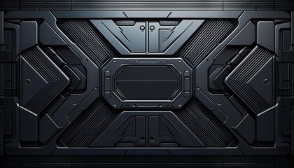 Black metal futuristic sci-fi wall panel background texture