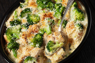 Chicken Divan with broccoli and panko, top view