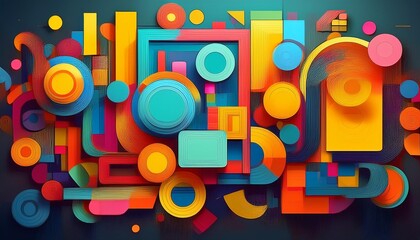 Colorful 3D Graffiti of Rectangles and Circles