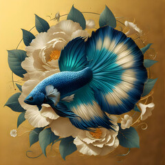 Fancy fighting fish or betta fish very beautiful.