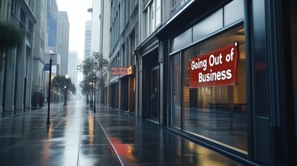 Fototapeta premium Abandoned Shop with 'Store Closing' Sign, Urban Background