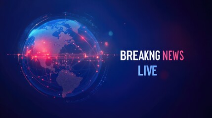 Live News Alert with Blue Background and Globe