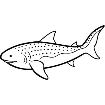 recommend clip art: Whale Shark Cartoon Outline Illustration Kids Line Art 