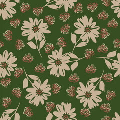 Watercolor seamless pattern with garden flowers. Vintage spring or summer floral pattern. Flower seamless pattern. Botanical art. Wedding floral