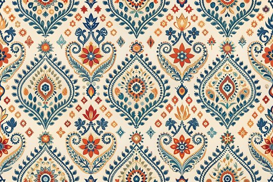 Ikat paisley design pattern on white background vector illustration.Ikat ethnic oriental embroidery traditional.Aztec style,abstract background.design for texture,fabric,clothing,decoration,sarong.
