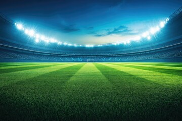 Panoramic View of a Football Stadium on a Clear Night