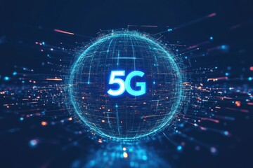 Technological Globe with Vibrant 5G Connections